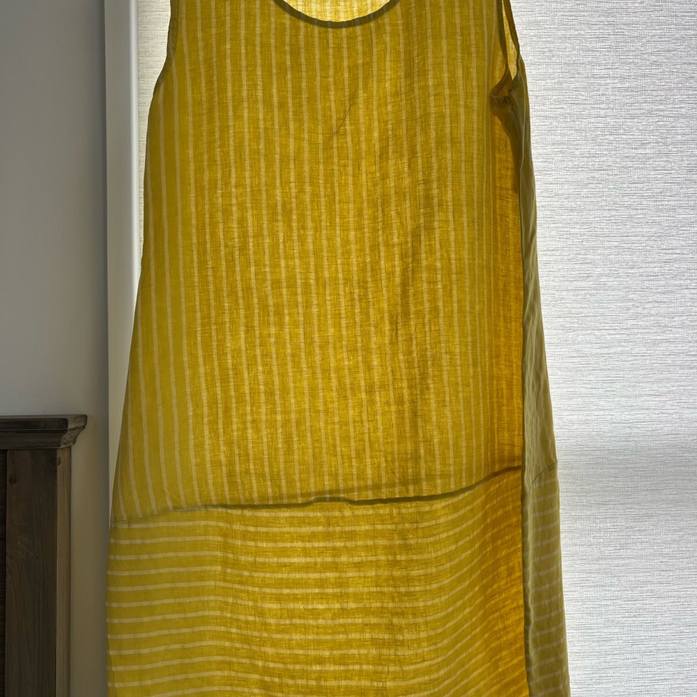 Golden Striped Midi Dress